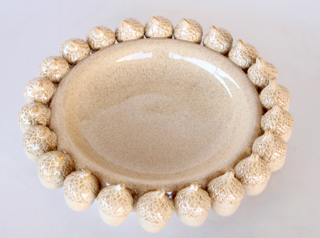 Ceramic Acorn Flat Bowl
